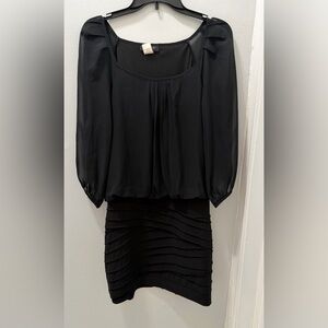 B Darlin Black Long Sleeve Blouson Dress